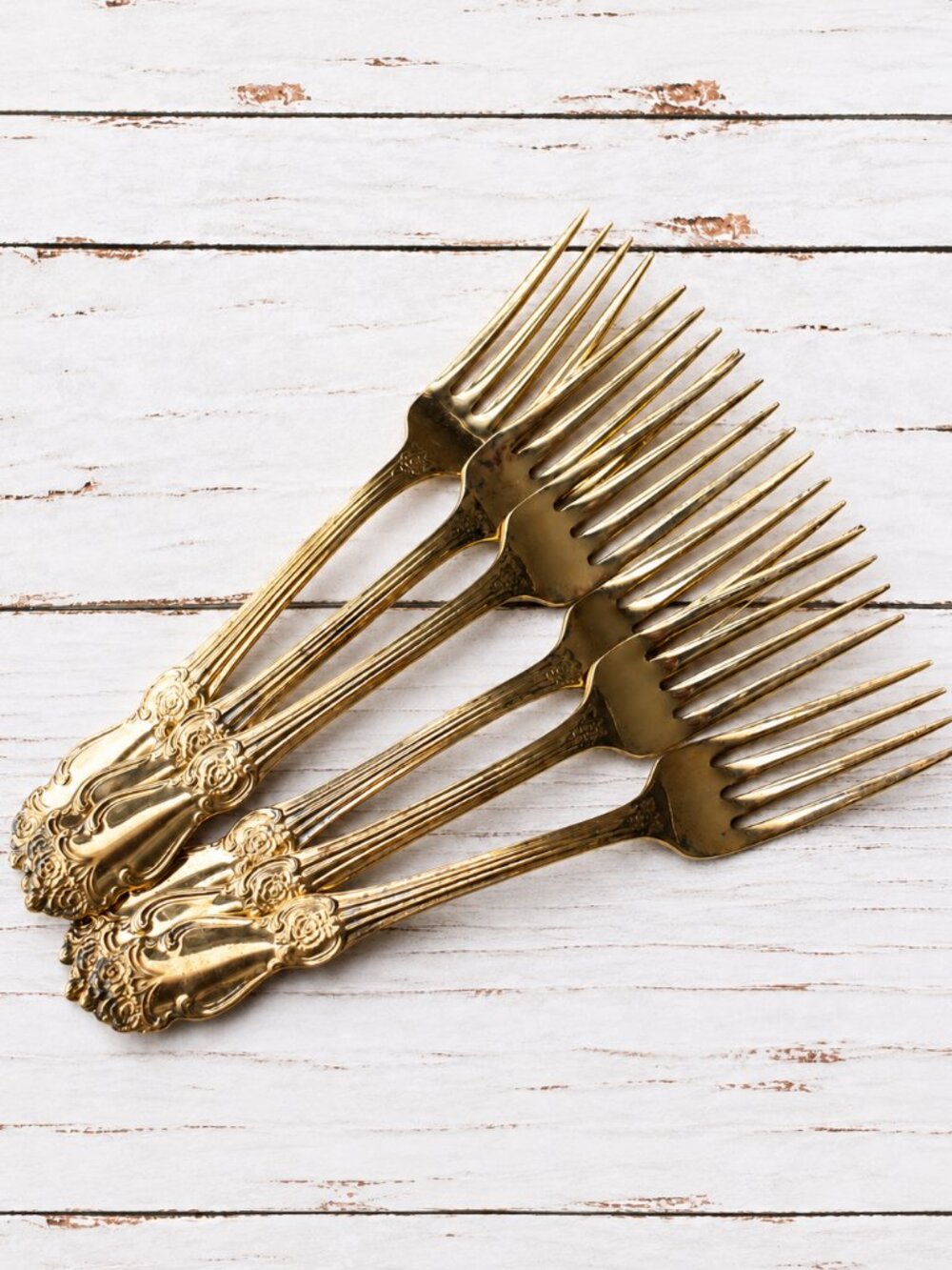 USSR Soviet Kolchugino Gold-Plated Dinner Forks Set of 6, USSR Gold Plated